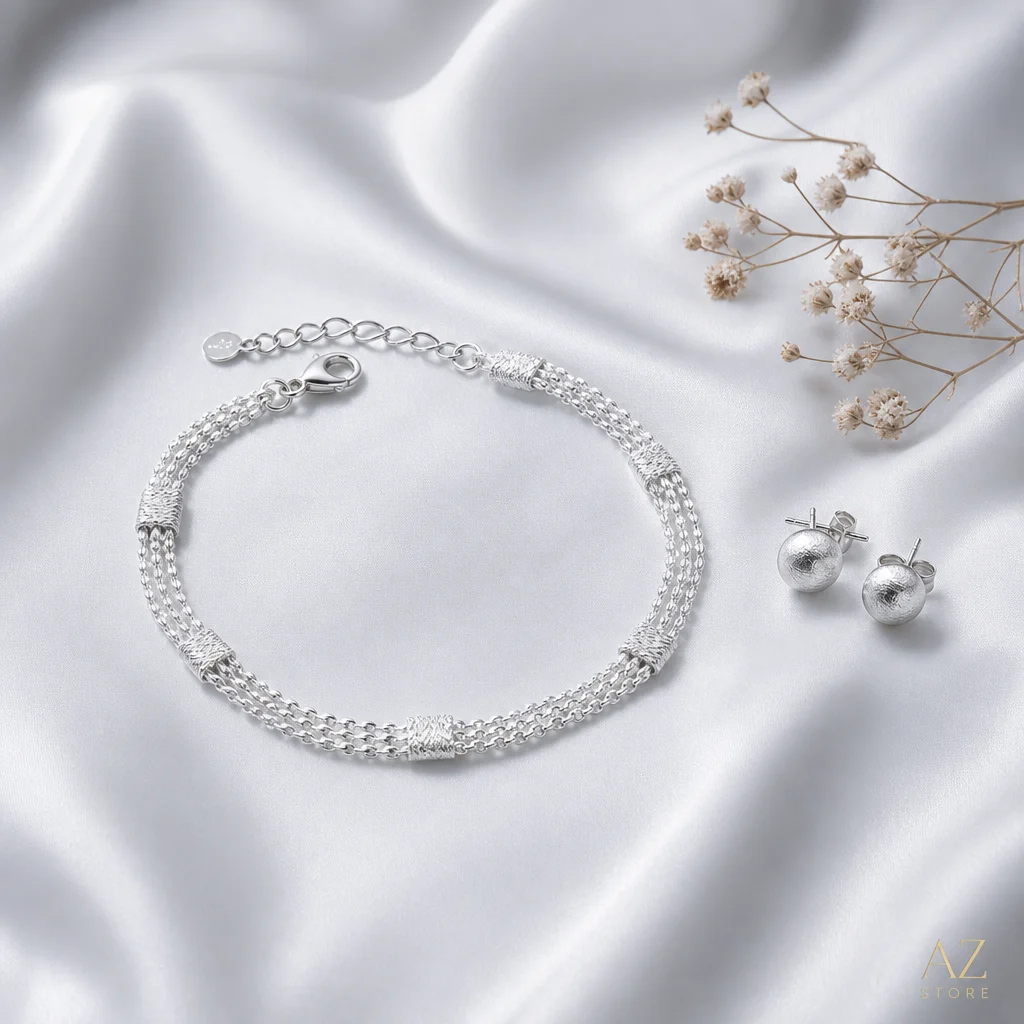 Conjunto Elegância Prata - detalhe no cetim