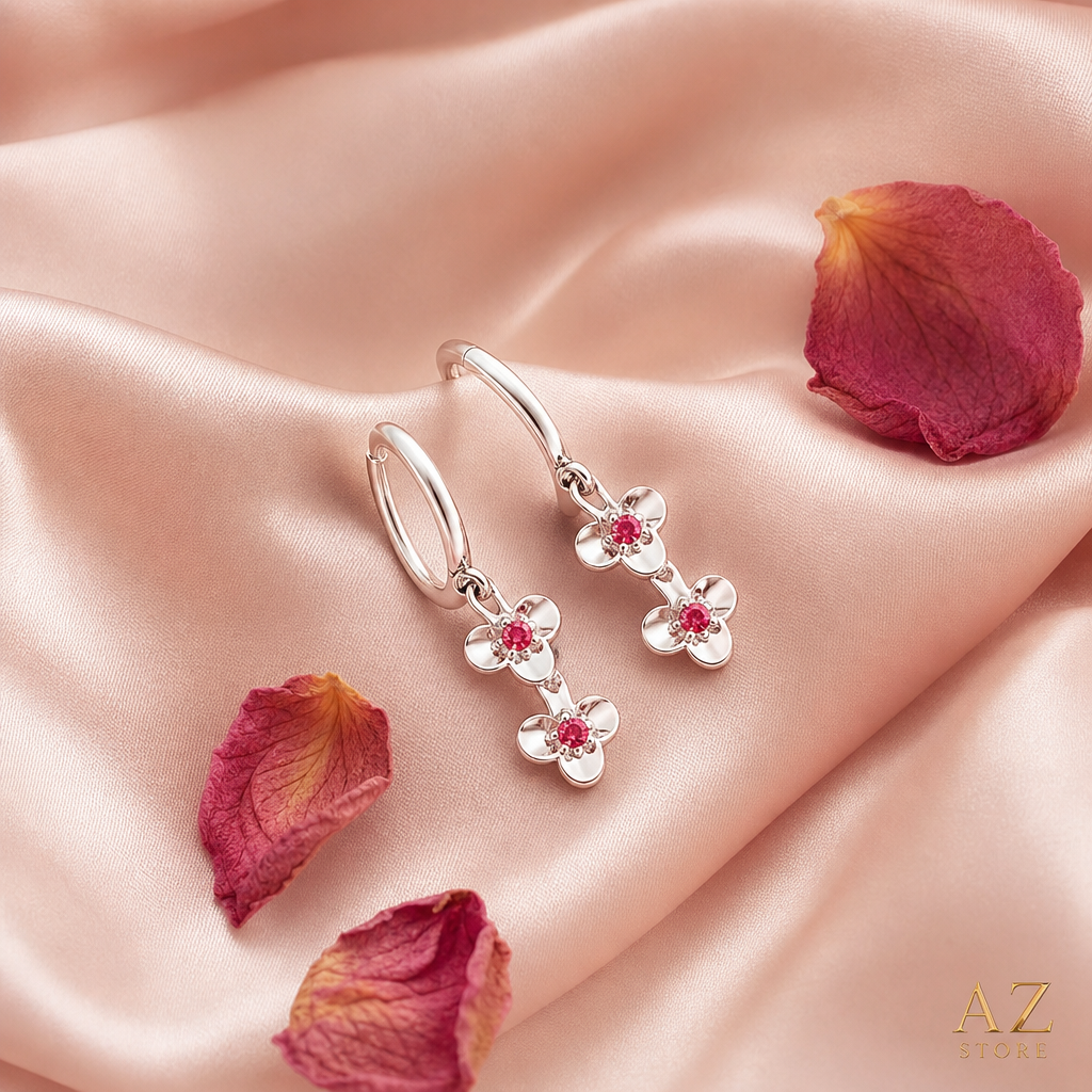 Brinco Florescer Rosé - detalhe no cetim